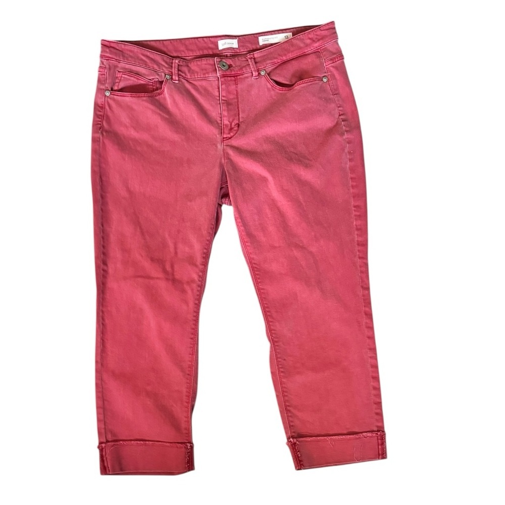 J.Jill Denim Authentic Fit Cropped Jeans Pink Size 12 Stretch Casual Chic